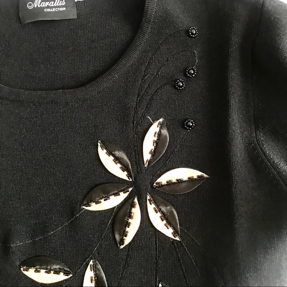 NWOT Marallis Collection Golden Black 3D Leaf Blouse Fall Autumn - Picture 10 of 16